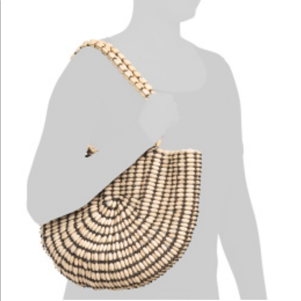 Rachel Ashwell macramé beading, half moon, shoulder straps NWT